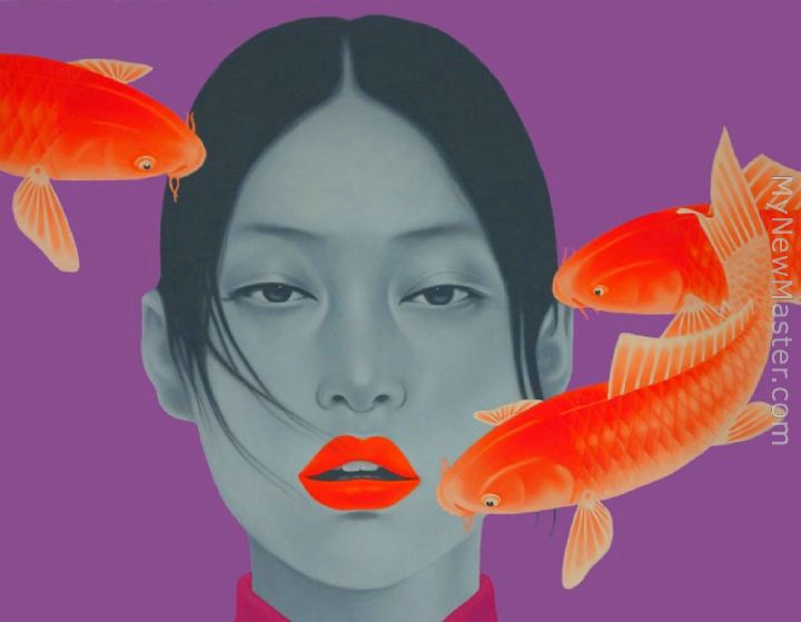 Xu Deqi Chinese contemporary art gill fishes Painting